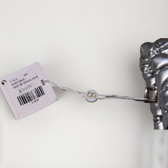 Shiraleah Jody Zip Pouch Silver Clutch Purse Bag Strapless Inner Pockets NWT - Picture 7 of 11